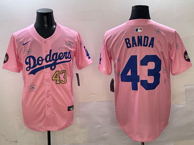Men Los Angeles Dodgers #43 Banda Pink Sakura Edition 2025 Nike MLB Jersey style 5->los angeles dodgers->MLB Jersey